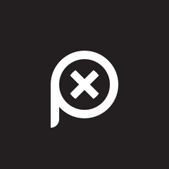 Fototapeta premium Initial lowercase letter logo px, xp, x inside p, monogram rounded shape, white color on black background