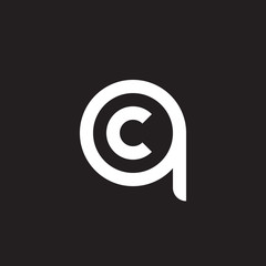 Initial lowercase letter logo qc, cq, c inside q, monogram rounded shape, white color on black background