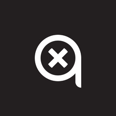 Obraz premium Initial lowercase letter logo qx, xq, x inside q, monogram rounded shape, white color on black background