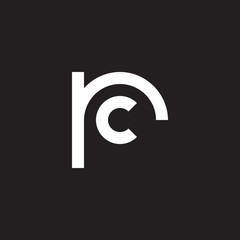 Initial lowercase letter logo rc, cr, c inside r, monogram rounded shape, white color on black background