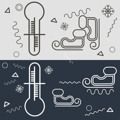 winter minimal thin line icons set, vector illustration design elements