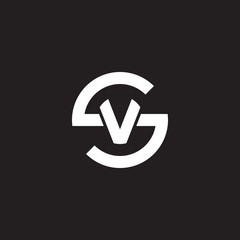 Initial lowercase letter logo sv, vs, v inside s, monogram rounded shape, white color on black background