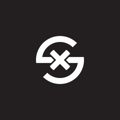 Initial lowercase letter logo sx, xs, x inside s, monogram rounded shape, white color on black background