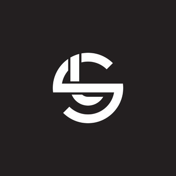 Initial lowercase letter logo sl, ls, l inside s, monogram rounded shape, white color on black background