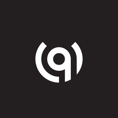 Initial lowercase letter logo uq, qu, q inside u, monogram rounded shape, white color on black background