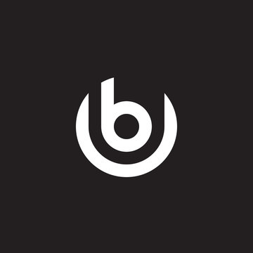 Initial lowercase letter logo ub, bu, b inside u, monogram rounded shape, white color on black background
