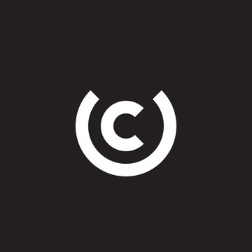 Initial lowercase letter logo uc, cu, c inside u, monogram rounded shape, white color on black background