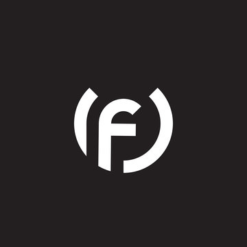 Initial lowercase letter logo uf, fu, f inside u, monogram rounded shape, white color on black background