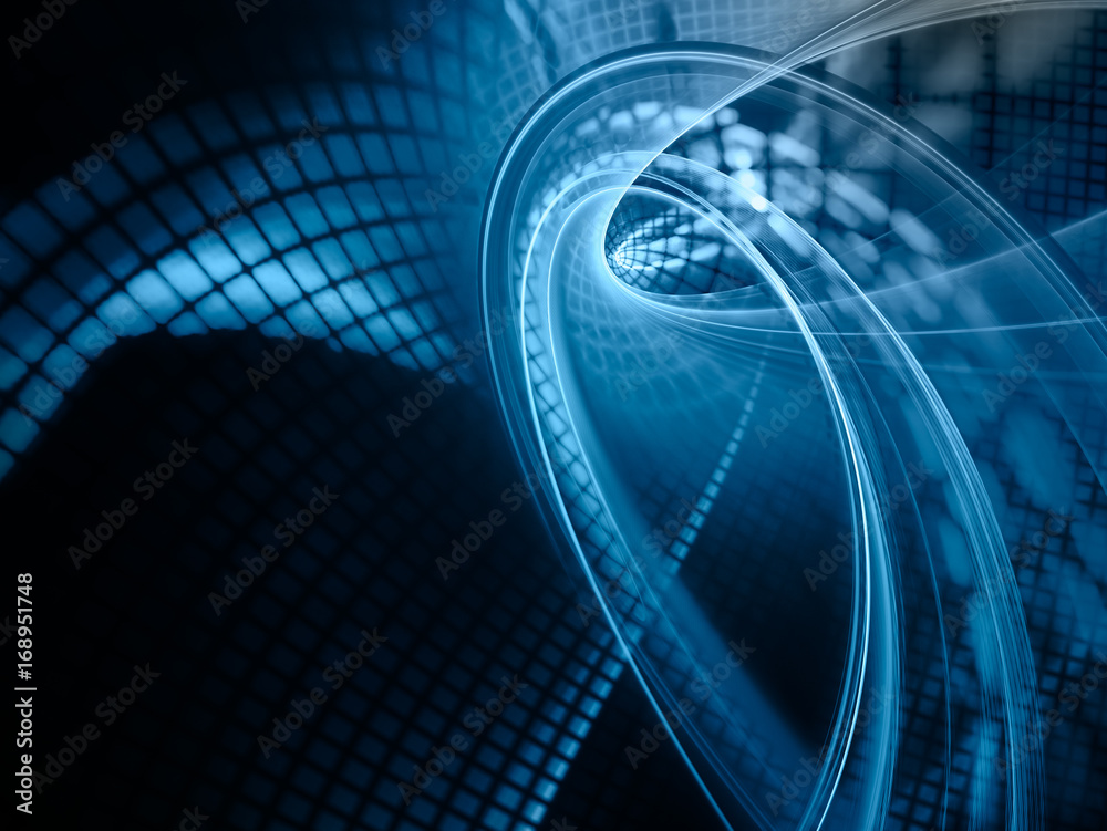Fototapete abstract blue background element. grids and curves series. fractal graphics. composition of net shap