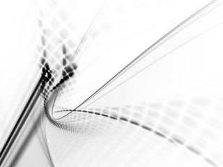 Abstract background element. Fractal graphics series. Curves, blurs and twisted grids composition. White texture.