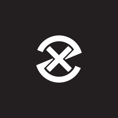 Initial lowercase letter logo zx, xz, x inside z, monogram rounded shape, white color on black background

