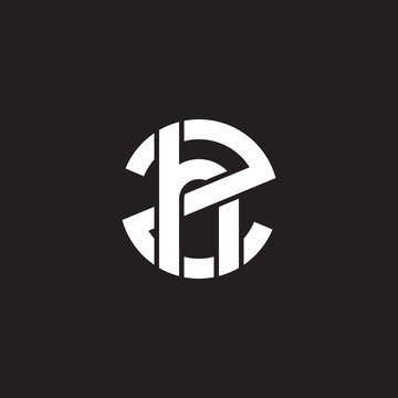 Initial lowercase letter logo zh, hz, h inside z, monogram rounded shape, white color on black background

