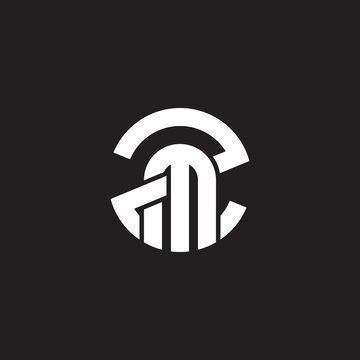 Initial lowercase letter logo zm, mz, m inside z, monogram rounded shape, white color on black background

