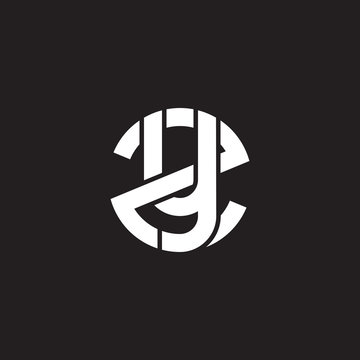 Initial lowercase letter logo zy, yz, y inside z, monogram rounded shape, white color on black background

