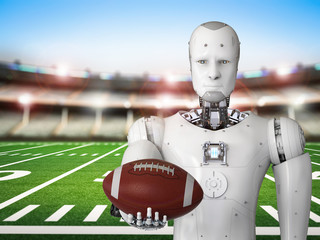 robot holding football ball