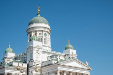 Cathedral at Senate Square in Helsinki Finland on a sunny summer day