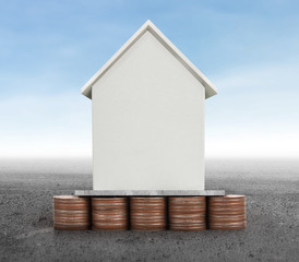 House on pile of coins,money