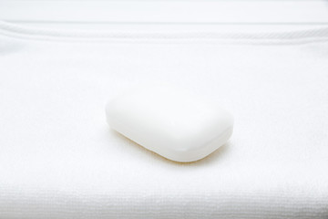 All White Spa and Bath Image - Towel and Soap