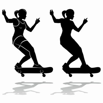 silhouette of skateboarder, vector draw