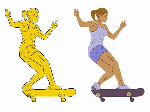 illustration of skateboarder, vector draw