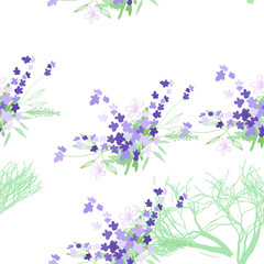 Fototapeta na wymiar Seamless pattern with summer flowers and leaves on a white background