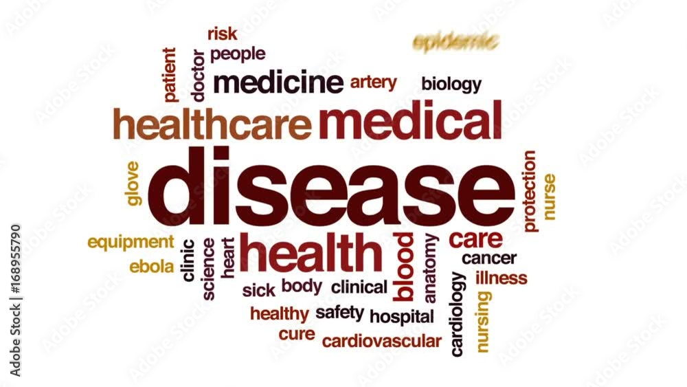 Poster disease animated word cloud, text design animation.