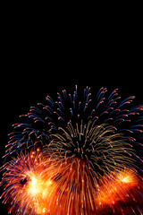 Fototapeta premium Fireworks black background with copy space