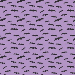 Seamless pattern violet background with black endless bat on halloween festive, Vector illustration