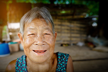 close up face of happiness ealdery asia woman