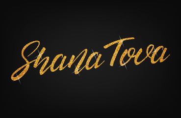 Rosh Hashanah. Shana Tova gold glitter lettering