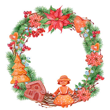 Christmas wreath watercolor