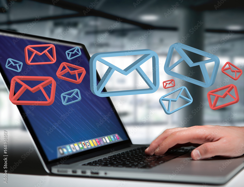 Poster approved email and spam message displayed on a futuristic interface - message and internet concept