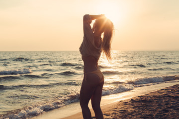 Woman is alone at beach