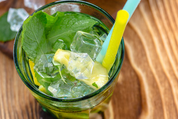 Fresh lemonade with ice