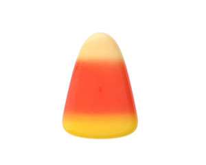 Halloween candy corn over white background - 168963151