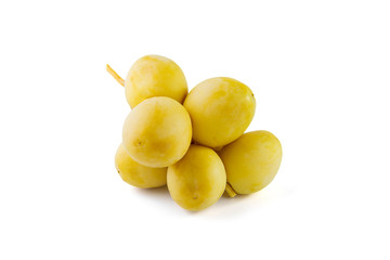 Yellow date palms isolated on white background