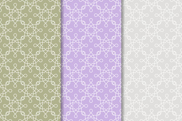 Geometric backgrounds. Set of colored seamless patterns