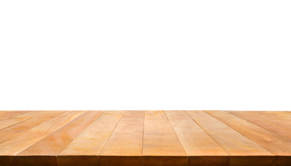 Wood table top on white background.For create product display or key visual layout