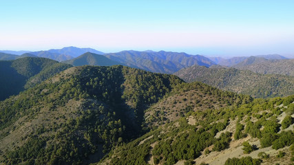  Mountain landscape. Island of cyprus Cedar Valley. The flight is high in the sky