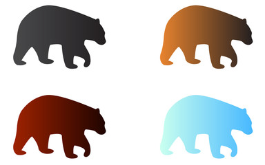 Four silhouettes of logo bears