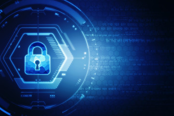2d illustration Safety concept: Closed Padlock on digital background