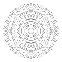 Mandala. Wonderful Round Element For Coloring Book. Black Lines on White Background. 
