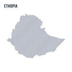 Vector abstract hatched map of Ethiopia with oblique lines isolated on a white background.