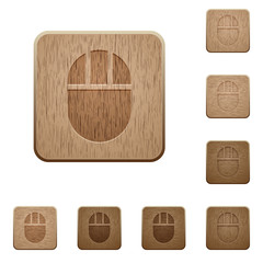 Three buttoned computer mouse wooden buttons
