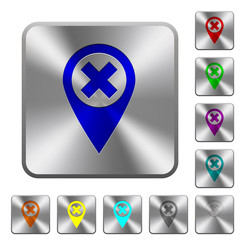 Obraz premium Cancel GPS map location rounded square steel buttons