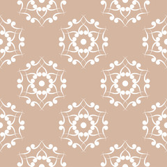 Brown seamless pattern with wallpaper ornaments