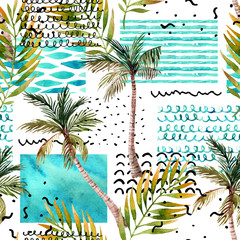 Abstract summer tropical palm tree background.