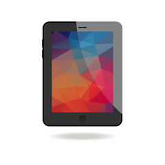 Illustration Of Tablet With Abstract Background. Outline on white background.
