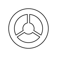 Steering wheel black color icon .