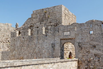 Naklejka premium Fortifications of Rhodes UNESCO Heritage town on Rhodes island, Greece